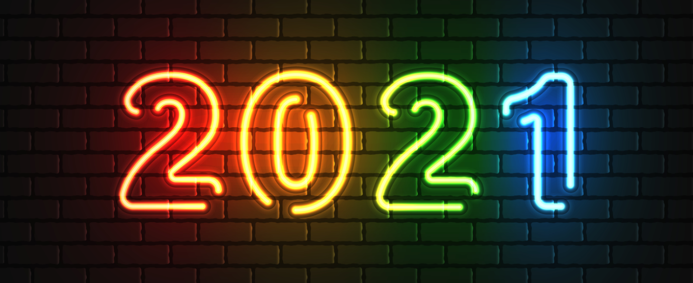 neon letters "2021"